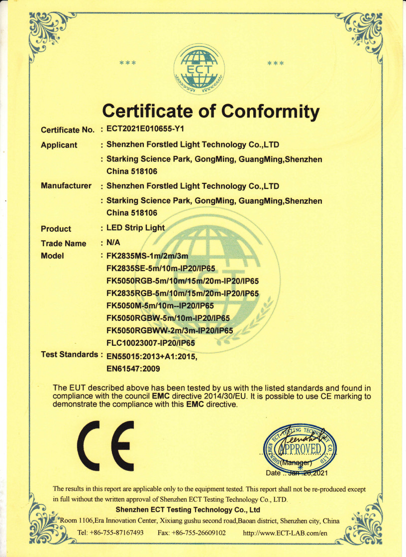 Çin Shenzhen Forstled Light Technology Co., Ltd. Sertifikalar